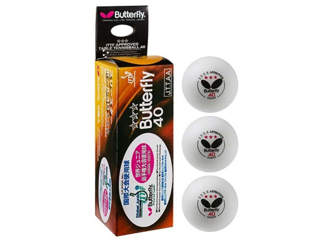 Шарики для настольного тенниса Batterfly, 3шт, белый Шарики для настольного тенниса Batterfly, 3шт, белый